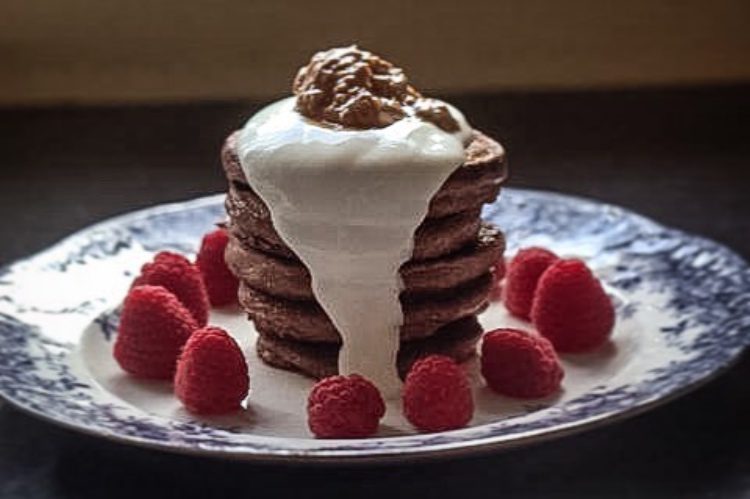 Oaty pancakes with yoghurt and berries is a great way to send them off to school.